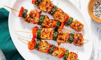 Keto Salmon Teriyaki Skewers Recipe