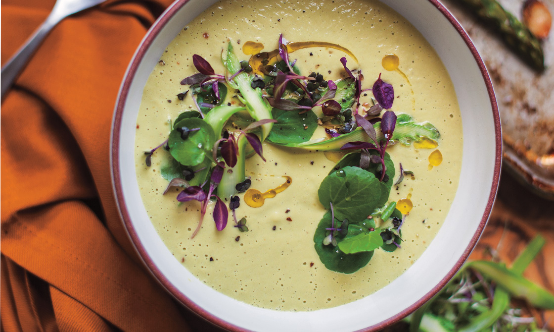 Rezept für geröstete Spargelsuppe