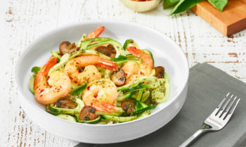 Keto Pasta with Pesto, Shrimp, and Mushrooms Recipe
