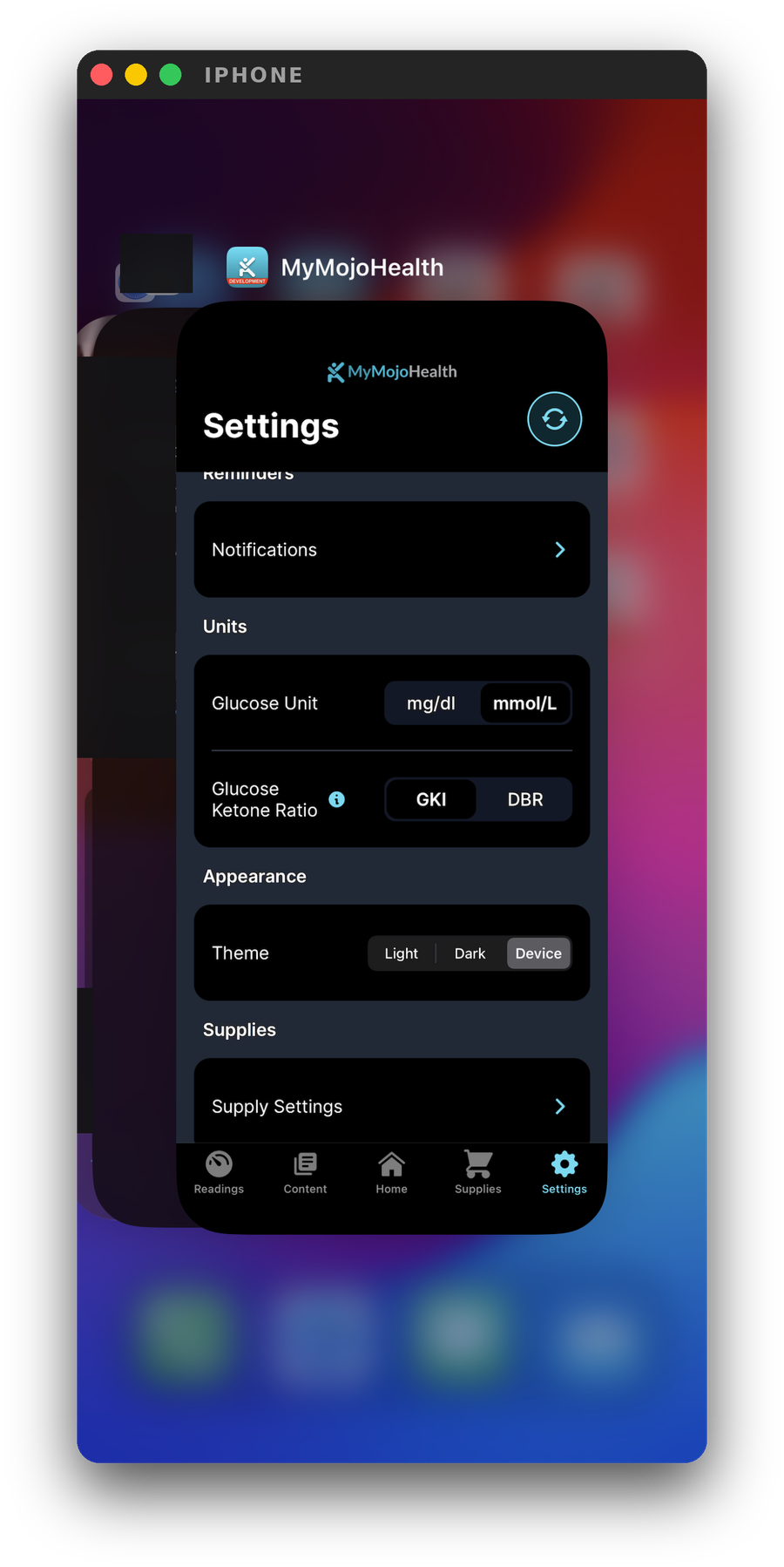 Swipe up on the MyMojoHealth app preview to close it.
