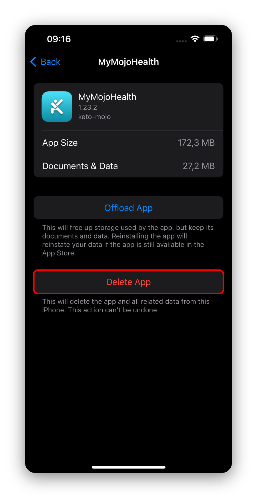Only select Delete App after confirming that your readings are saved to your account.