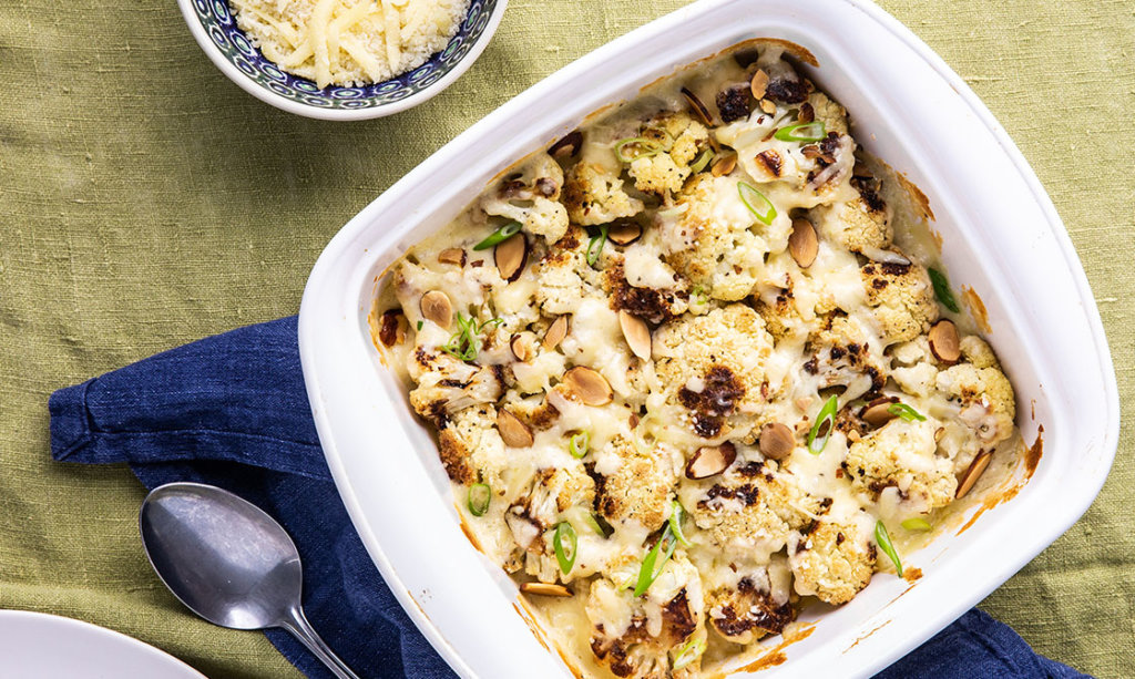 Keto Recipe Cauliflower Gratin with Almonds KETOMOJO