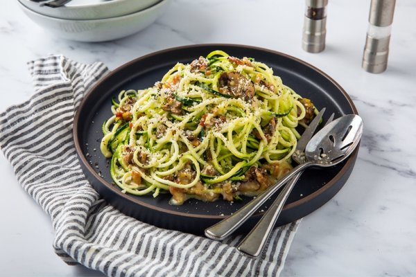 Keto Mushroom Carbonara with Zucchini Recipe