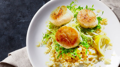 Keto Cauliflower Risotto Scallops Recipe