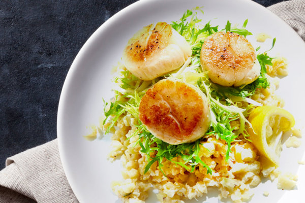 Keto Cauliflower Risotto Scallops Recipe