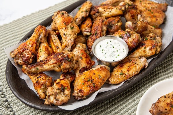 Keto Baked Herb Wings and Ranch Dip Recipe