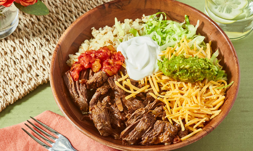 Recipe Keto Beef Burrito Bowl KETOMOJO